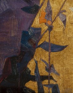 Fleur stylisée sur fond décoratif ... (bronze) - Egon Schiele