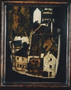 Tote Stadt III - Ville morte III ... (huile et aquarelle sur bois) - Egon Schiele
