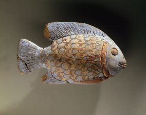 Poisson en poterie peinte, d