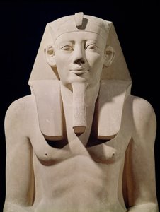 Statue assise de Sésostris Ier (1971-28 av. J.-C.), du Temple funéraire de Sésostris Ier à al-Lisht (détail)