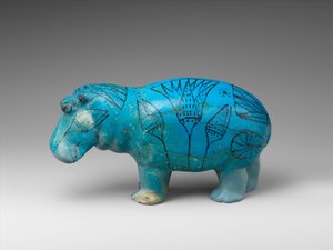 Hippopotame debout, c.1900 av. J.-C. (faïence) - Egyptian 12th Dynasty
