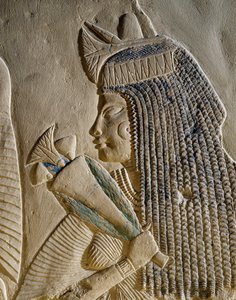 Dejat, détail du bas-relief peint représentant Imenmes et Dejat, parents du général Imeneminet, de la tombe à Memphis, Civilisation égyptienne, Nouvel Empire, XVIIIe dynastie - Egyptian 18th Dynasty