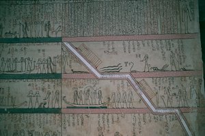 Égypte, Louxor, Vallée des Rois, tombe de Thoutmosis III, fresques de la chambre funéraire - Egyptian 18th Dynasty