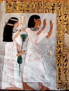 Antiquité égyptienne: personnages en adoration - Egyptian 18th Dynasty
