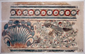 Antiquité égyptienne : fragment de fresque du palais d