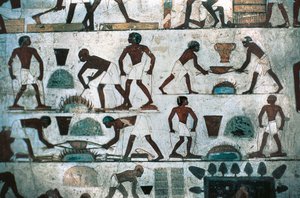 Opérations de fonderie, mur sud de la tombe de Rekhmire, Nouvel Empire (peinture murale) - Egyptian 18th Dynasty