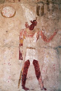 Relief représentant Thoutmôsis III portant la couronne de Basse-Égypte, Temple funéraire de la reine Hatchepsout, Deir el-Bahari, Nécropole thébaine (Liste du patrimoine mondial de l