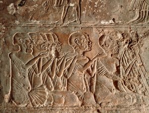 Chanteurs et joueurs de harpe, relief