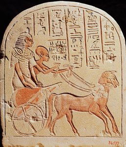 Stèle représentant un scribe conduisant un char, de Tell El-Amarna, Nouvel Empire, c.1353-1337 av. J.-C.