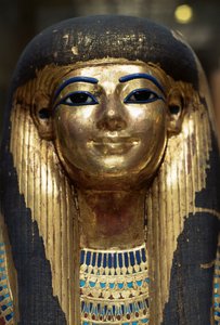 Masque mortuaire de Tjuya, de la tombe de Yuya et Tjuya, Vallée des Rois, Égypte, civilisation égyptienne, Nouvel Empire, XVIIIe dynastie
