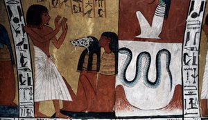 Peinture murale, Tombe de Sennedjem, Vallée des Rois, Louxor, Thèbes (site du patrimoine mondial de l
