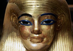 Masque mortuaire de Yuya, de la tombe de Yuya Tjuya, Vallée des Rois, Égypte, civilisation égyptienne, Nouvel Empire, XVIIIe dynastie, Détail - Egyptian 18th Dynasty