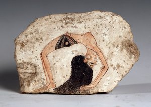 Une femme acrobate danseuse, Ostrakon. Calcaire, vers 1295-1186 av. J.-C. - Egyptian 19th Dynasty
