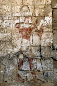 Art égyptien ancien : bas-relief sur la colonne du temple de Sethi I (Sety ou Seti I) - Egyptian 19th Dynasty