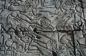Bas-relief avec scène de bataille, Ramesseum, Temple funéraire de Ramsès II, Louxor, Thèbes - Egyptian 19th Dynasty
