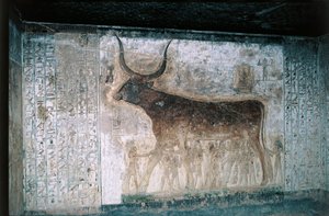 Égypte, Louxor, Vallée des Rois, tombe de Séthi Ier, fresques intérieures représentant la déesse Nout en vache - Egyptian 19th Dynasty
