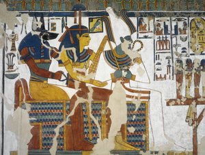 Égypte, Thèbes, Louxor, Vallée des Reines, Tombe de Néfertari, peinture murale d