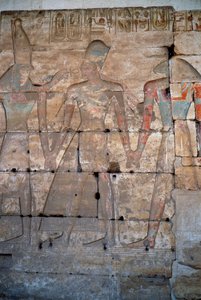 Antiquité égyptienne : détail des bas-reliefs du temple de Séthi Ier à Abydos - Egyptian 19th Dynasty