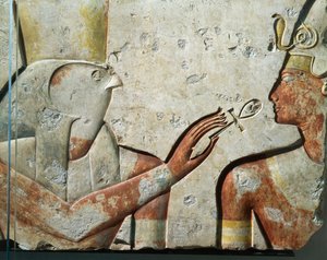 Dieu faucon Horus et Ramsès II lors de la cérémonie d
