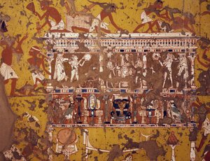 Fabrication de bière sculptée, fresque, Tombe du sculpteur Ipy, Deir el-Medina, Nécropole thébaine (Liste du patrimoine mondial de l