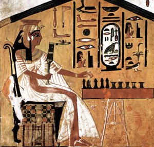 Néfertari jouant au Senet (papyrus) - Egyptian 19th Dynasty