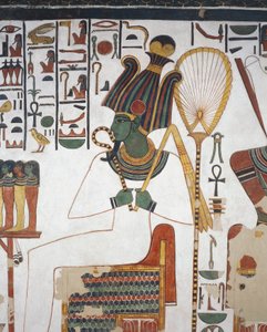 Osiris, fresque, mur est, chambre est, tombe de Néfertari (QV66), Vallée des Reines, Thèbes (Liste du patrimoine mondial de l