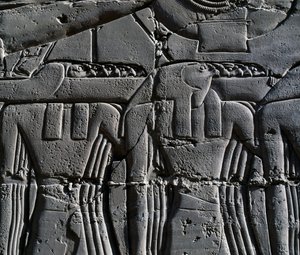 Prêtre portant un masque de faucon, détail d