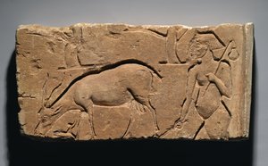 Relief représentant un chevrier avec une chèvre et des arbres, peut-être de Tell el-Amarna, Nouvel Empire, 1350-1333 av. J.-C.