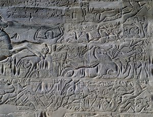 Campagnes de Séthi Ier en Syrie et en Palestine, relief, mur extérieur nord de la grande salle hypostyle, complexe du temple de Karnak (Liste du patrimoine mondial de l