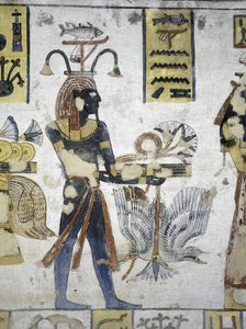 Égypte, Thèbes, Louxor, Vallée des Rois, Tombe de Ramsès III, peinture murale des offrandes rituelles, de la vingtième dynastie - Egyptian 20th Dynasty