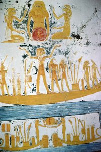 Rê dans le bateau de nuit, de la tombe de Ramsès VI, Nouvel Empire (vers 1145-1137 avant J.-C.) - Egyptian 20th Dynasty