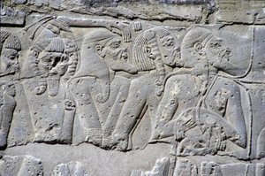 Relief représentant des « Prisonniers du Nord » à la bataille de Ramsès III, Grand Temple de Médinet