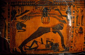 Antiquité égyptienne : sarcophage en bois peint de Boutehamon