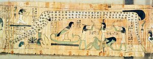 Papyrus funéraire de Djedkhonsouefankh représentant Geb et Nut, Troisième Période Intermédiaire