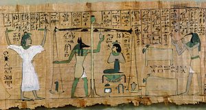 Papyrus funéraire de Djedkhonsouefankh représentant le jugement du défunt, Troisième Période Intermédiaire