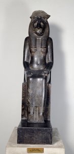 Antiquité égyptienne : la déesse lionne Sekhmet avec la cartouche du roi Sheshonq I. Statue en granit noir. 950-929 av. J.-C. Turin, musée égyptien - Egyptian 22nd Dynasty