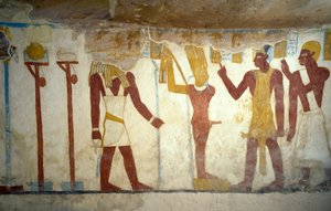 Peintures murales de la tombe de Pa Nentwy, Oasis de Bahariya, Gizeh, Égypte, Civilisation égyptienne, 26e dynastie, 663-525 av. J.-C. - Egyptian 26th Dynasty