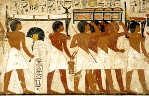 Égypte ancienne, Peinture, Procession funéraire, Tombe de Ramose, Hommes portant des trésors, Thèbes, Vallée des Nobles - Egyptian Egyptian