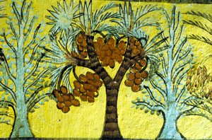 Égypte ancienne, peinture murale, palmiers-dattiers et arbres, tombeau de Sennedjem, Thèbes, Deir el Medina - Egyptian Egyptian