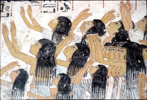 Égypte ancienne, Peinture murale, Femmes en deuil dans une procession funéraire, Tombe de Ramose, Thèbes - Egyptian Egyptian
