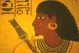 Égypte ancienne, peinture murale, Tombe de Sennufer, Thèbes/Louxor, Sennufer tenant un sceptre, Maire de Thèbes, surveillant sous Amenhotep II - Egyptian Egyptian
