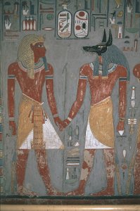 Pharaon et Anpu se tenant la main