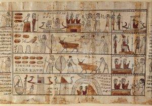 Antiquités égyptiennes : les Champs Élysées. Peinture sur papyrus du Livre des Morts. Période ptolémaïque. Musée égyptien de Turin - Egyptian Ptolemaic Period