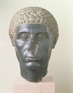 La tête noire de Brooklyn, possiblement de Mitrahineh, Période Ptolémaïque Tardive (vers 50 av. J.-C.) (diorite) - Egyptian Ptolemaic Period