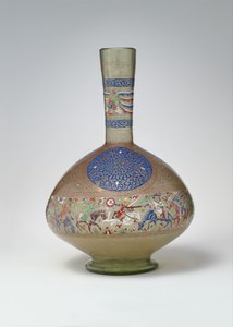 Bouteille émaillée et dorée, c.1270-99 (verre) - Egyptian School