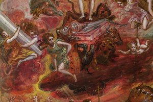 Autel portatif : panneau central représentant une allégorie du Chevalier chrétien (détail) - El Greco