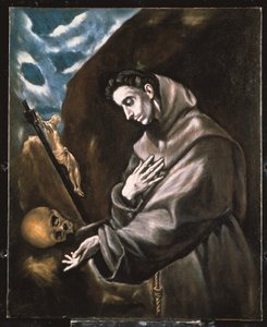 Saint François debout en méditation (huile sur toile)