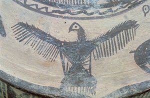 Oiseau de proie aux ailes déployées, de la face supérieure d