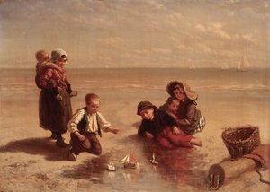Amusement sur la plage - Elchanon Verveer