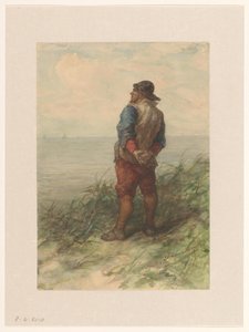 Marin regardant la mer depuis les dunes - Elchanon Verveer